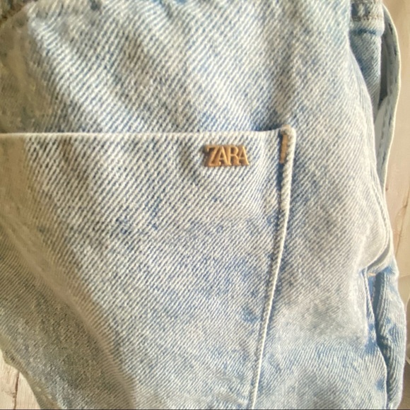 Zara 90’s distressed denim shorts frayed edges elastic waist zip button fly - Picture 4 of 7